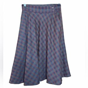 Vintage Spitalnick 100% Wool Plaid Midi Skirt Lined Flowy Dark Academia SZ-8